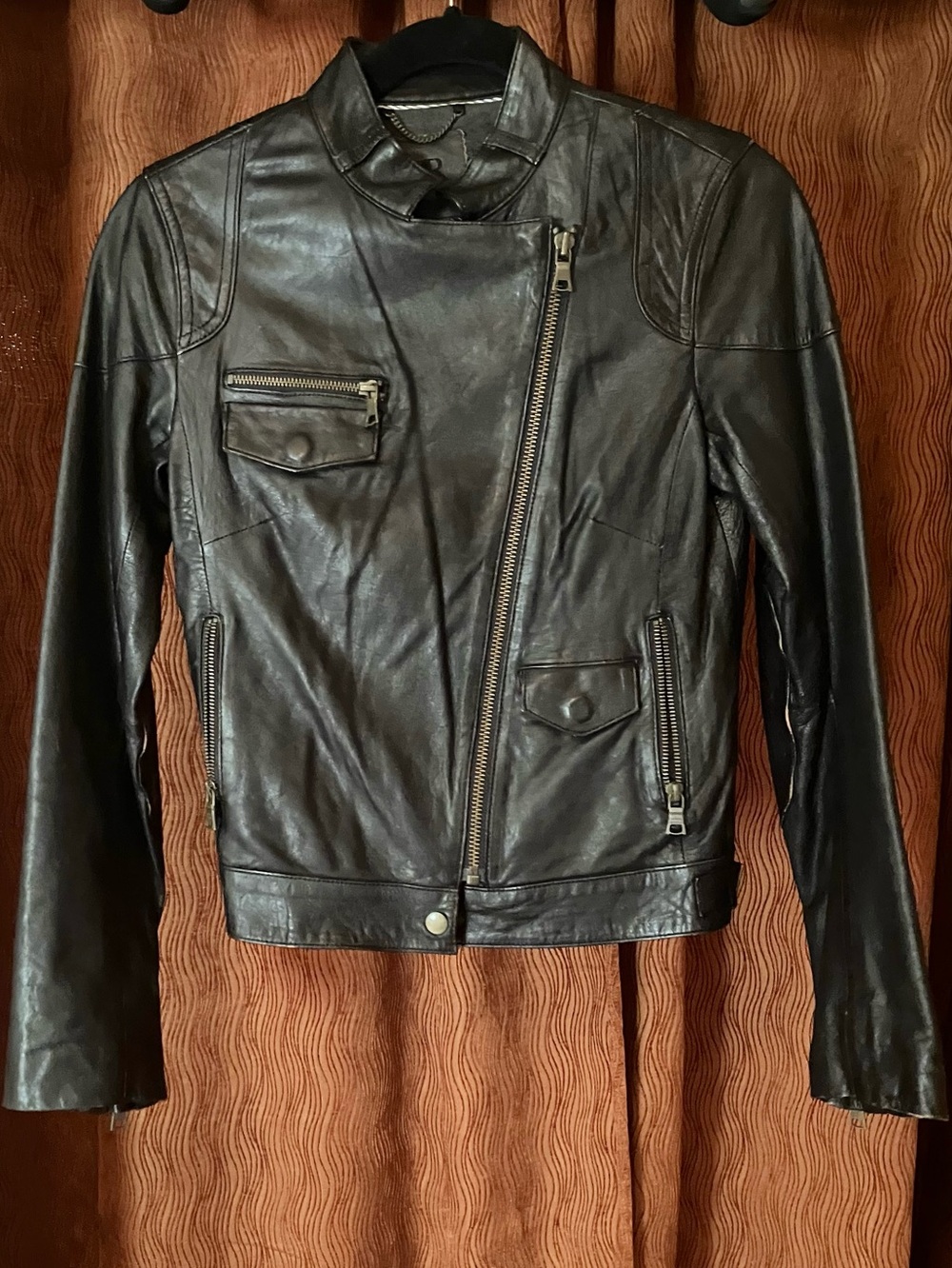 Banana Republic Black Leather Moto Jacket Sz XS.